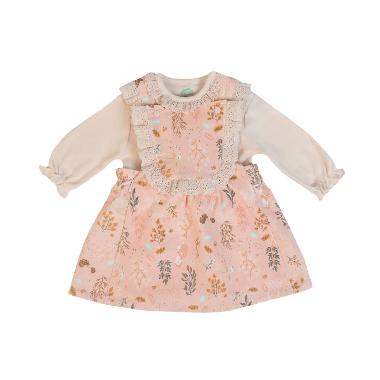 set-rochita-body-bumbac-organic-fete-fs-baby-light-pink-pink93 Set rochiță & body bumbac organic bebe FS Baby - Light Pink / Pink - imagine 1