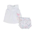 Set rochiță & pantaloni scurți bumbac organic fete FS Baby - White
