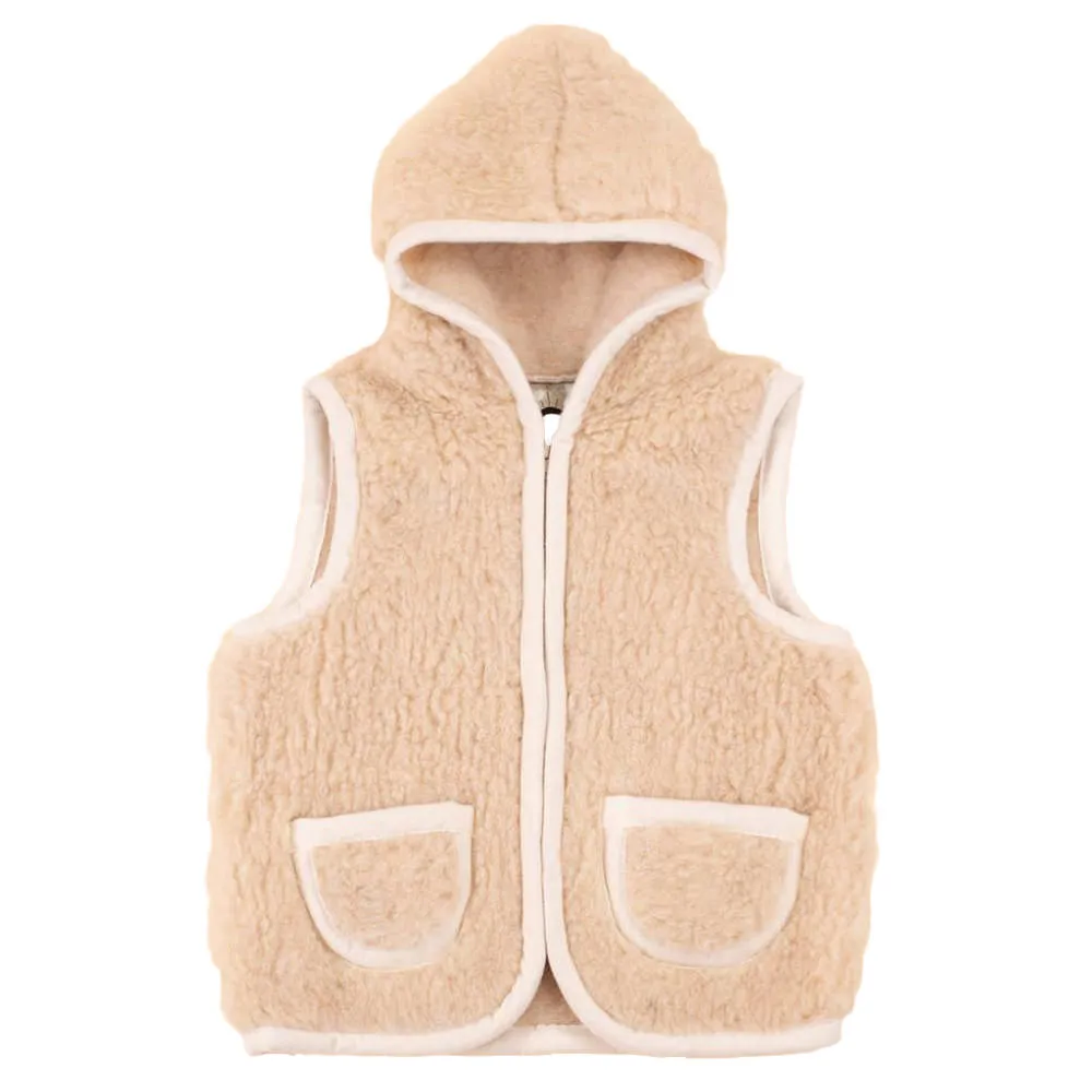 vestă-lână-merino-cu-fermoar-&-glugă-copii-moonrise---camel17 Vestă lână merino cu fermoar & glugă copii Moonrise - Camel - imagine 1